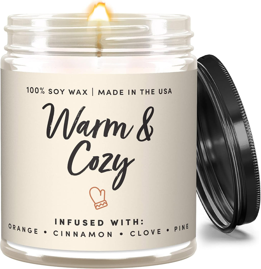 Wax & Wit Warm and Cozy Christmas Candles Scented – Orange, Cinnamon, Clove, Pine – Fall Candle, Perfect Holiday, Winter, Xmas, Autumn Gifts – 9oz, Soy Wax, 50 Hour Burn