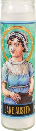 The Unemployed Philosophers Guild Jane Austen Secular Saint Candle - Unscented 8 Inch Tall Glass Prayer Votive, Made in the USA, Vegetarian Wax