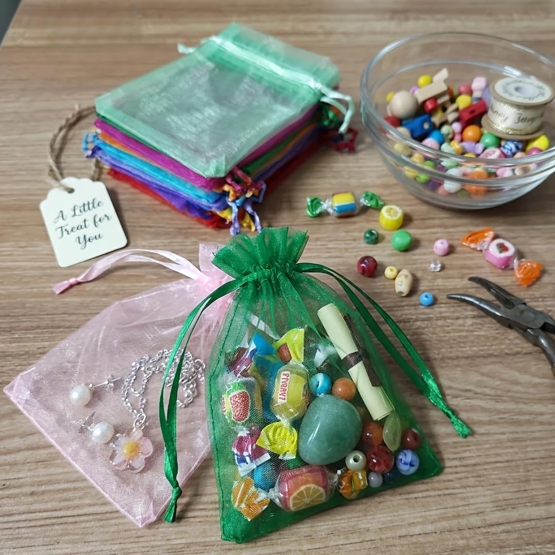 10pcs Organza Drawstring Storage Bag Cosmetic Gauze Bag (2.75"×3.54"), Jewelry Bag, Wedding and Birthday Party Gift Decoration Bag
