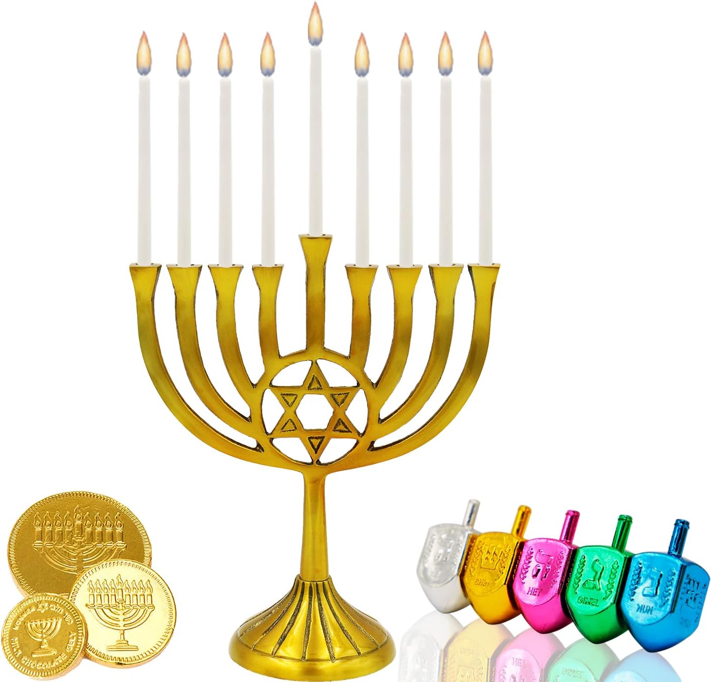 The Dreidel Company White Hanukkah Candles Jerusalem Design Menorah Chanukah Candles, 44 for All 8 Nights of Chanukah,
