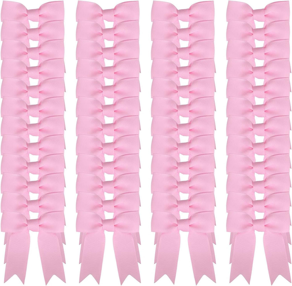 Meseey 50 Pcs 3 Inches Light Pink Grosgrain Ribbon Twist Tie Bow Pretied Premade Craft Bows for Treat Bags Gift Wrapping Basket Wedding Baby Shower Brithday Valentine's Day Christmas Party