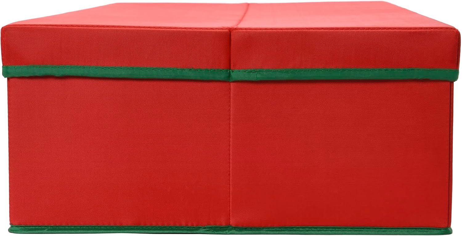Household Essentials Holiday Gift Wrap Organizer with Lid, Red and Green