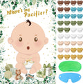 Hxezoc Baby Shower Games Pin The Pacifier On The Baby Game with 36 Pacifier Stickers, Large Green Baby Poster Games for Baby Shower Party Kids Birthday Party Supplies