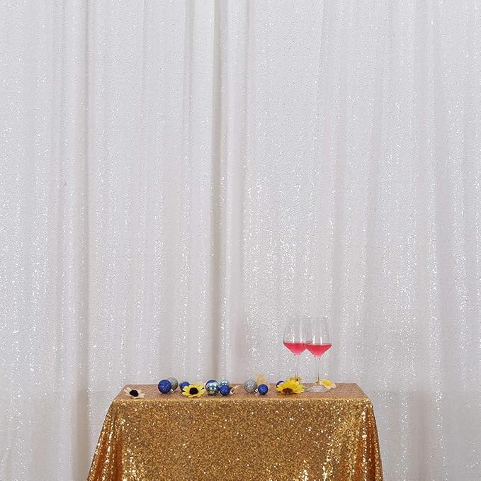 Eternal Beauty White Sequin Backdrop, 6x6 Ft Glitter Background Curtains for Christmas Shimmer Photography Party Wedding Birthday Back Drop Decor