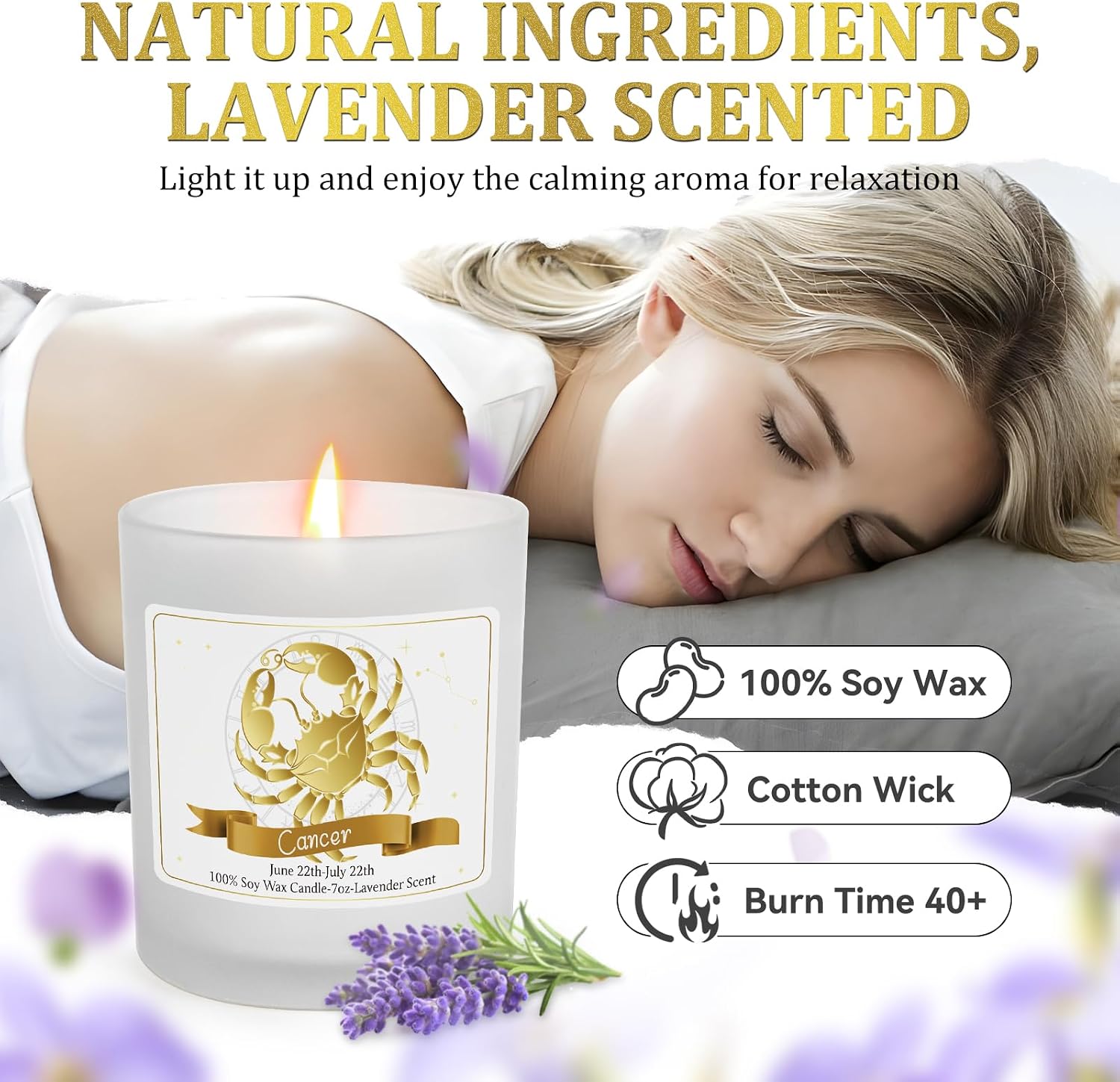 Cancer Gifts for Women,Zodiac Scented Candles with Crystals and Healing Stones,Cancer Gifts for Birthday,Graduation,Retirement,Meditation Yoga.Best Gift for Her,Mom,Sister,Teacher,Friends