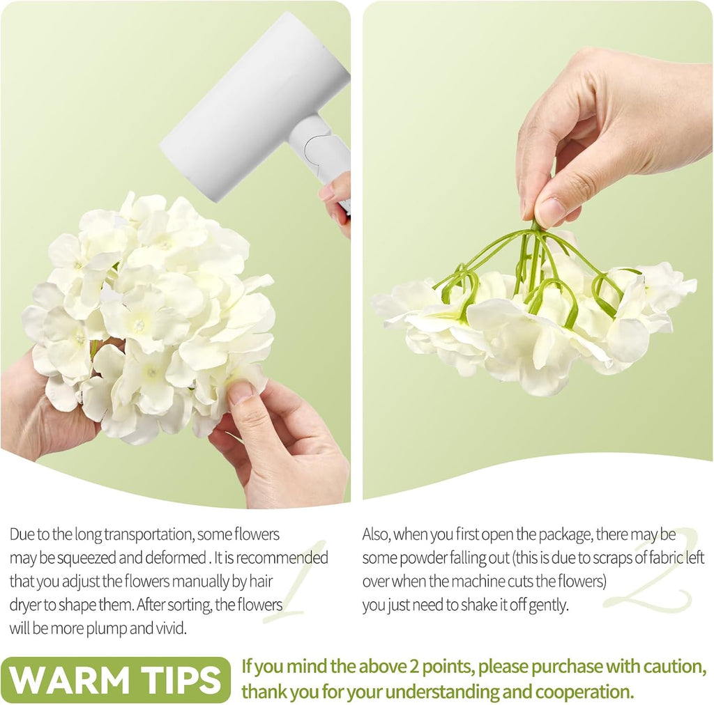 pesonlook 100pcs ivory hydrangeas artificial flowers,wedding centerpieces, package contents