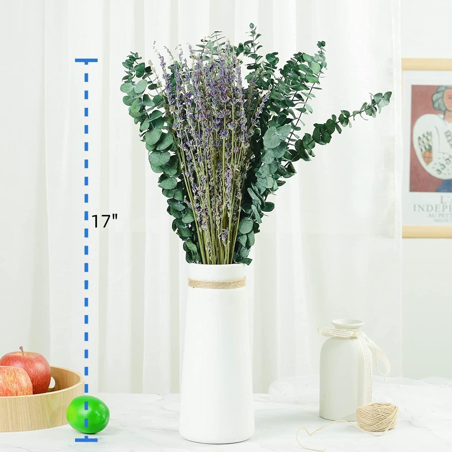 115 Pcs Eucalyptus Stems & Lavenders Flowers Bundles for Shower, 17'' Upgrade Hanging Shower Plant, Natural Real Eucalyptus Leaves Lavenders Stems with Chrysanthemums, Fragrant Bathroom Decor