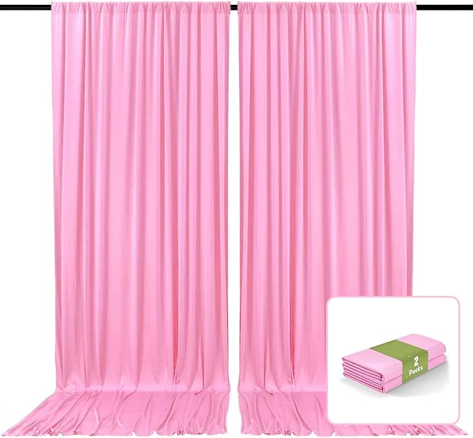 2 Panels Pink Backdrop Curtain, 10 x 7 Feet Background Curtains for Parties, Weddings, Baby Showers, Bachelorette Halloween, Christmas Birthday Party Photoshoot Backdrop Curtains Decorations