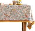 patdrea Designer Vintage Long Rectangular Tablecloth,French Floral Birds Pattern Linen Table Cloth,Yellow Decorative Cover for Kitchen Dining Banquet,Christmas,Thanksgiving,63"x102"-Magnolia
