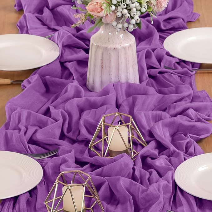 MLMW Fuschia Table Runner Cheesecloth Boho Cheese Cloths 160 inch Gauze Rustic Sheer Table Runner 13.3ft for Wedding Party Baby Bridal Shower Birthday