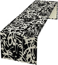Graffiti Table Runner,Black White Abstract Messy Art Theme Pattern Print Tablecloth Burlap for Hotel Indoors Outdoor Dining Room Kitchen Home Decor,W13X L108 in
