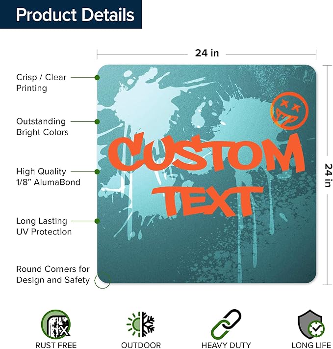 Custom Sign, Custom Street Sign, 11 Font Colors, 13 Font Styles, 4 Hole Options, 22 Sizes, 24x24 Inches, Rust Free DiBound, Fade Resistant, Made in USA by My Sign Center (Graffiti)