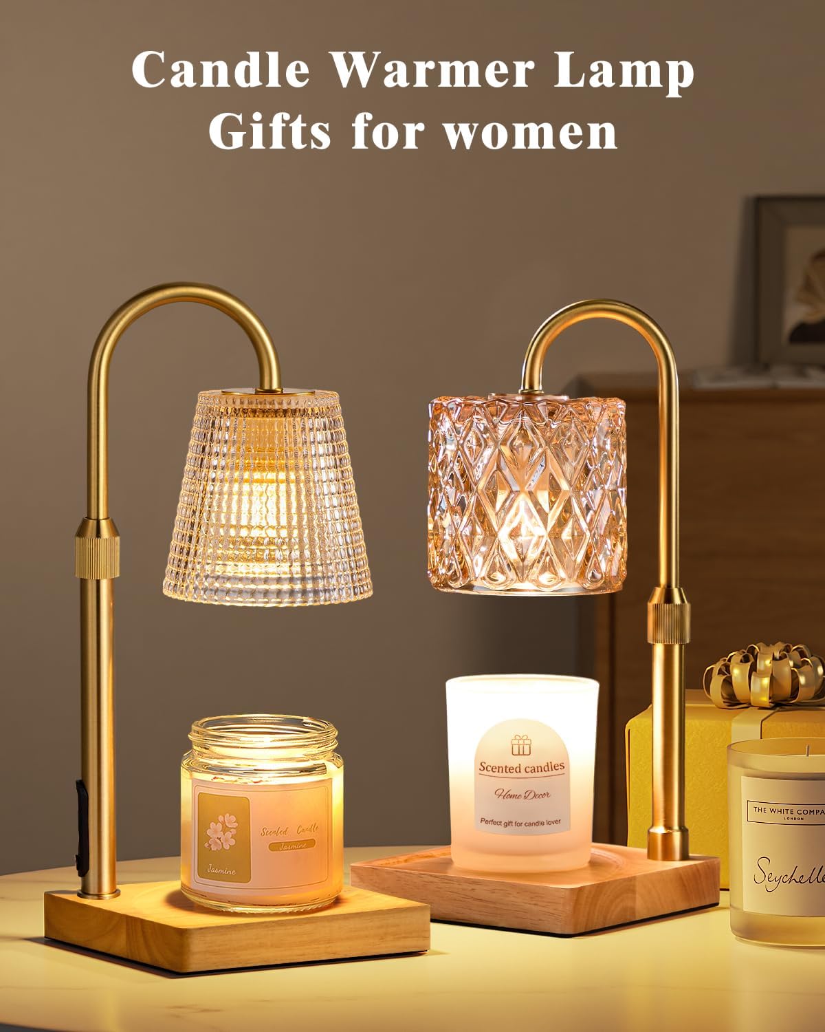 Hong-in Candle Warmer Lamp with Timer-Dimmable Adjustable Height Candle Lamp Warmer, Birthday Gifts for Women Mom Her, Housewarming Office Home Decor,Wax Warmer for Scented Wax Jar Candles