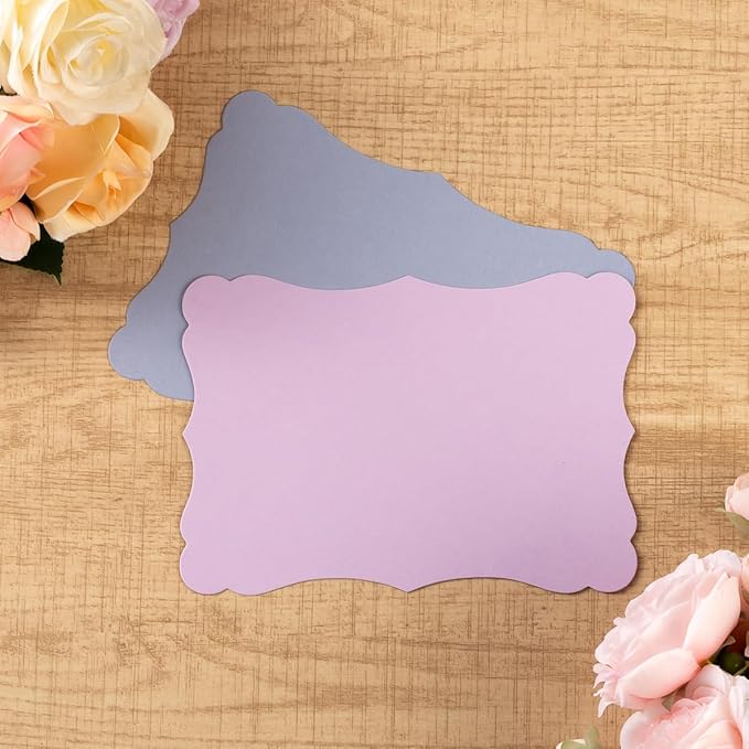 50 Pack Blank Kraft Cards Cardstock Thick Paper Brown Greeting Cards for DIY Gift Card Menus, Baby Shower and Wedding Invitations (Purple, 5 Colors, 5x7IN)