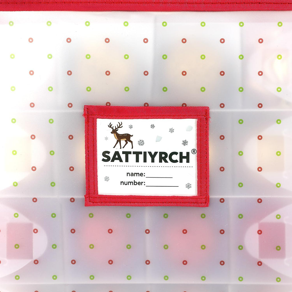 Sattiyrch Plastic Christmas Ornament Storage Box with Trays,Customizable Dividers, Dust-Proof Durable Ornament Organizer Holder,Christmas Storage Containers,Holds 64 x 3 Ornaments