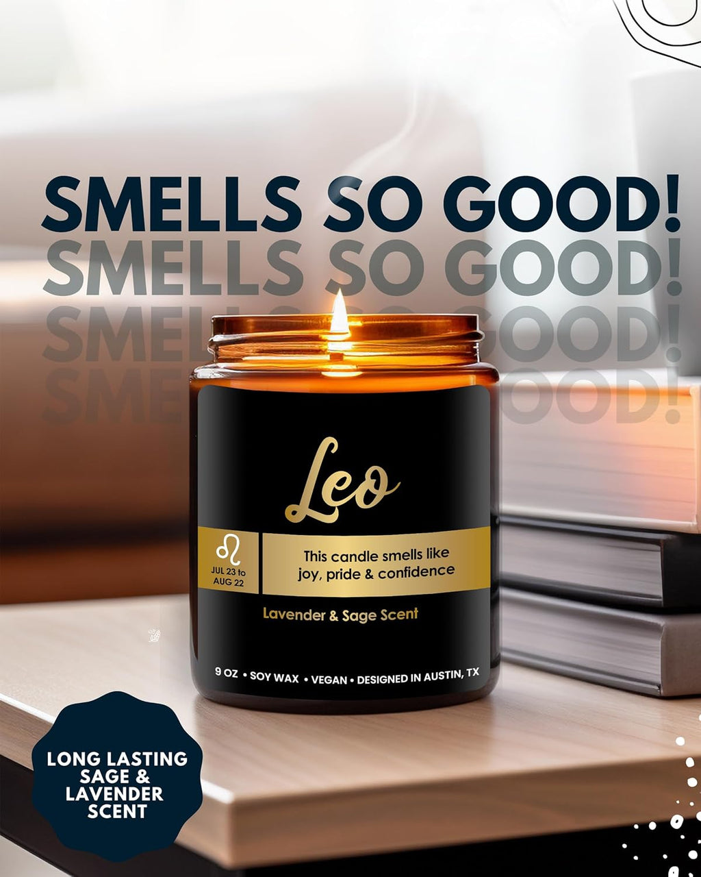 Leo Candle Zodiac, Thoughtful Astrology Gifts for Women & Men, Unique Leo Birthday Presents, Zodiac Sign Gifts for Astrology Lovers, Best Gift for Birthday, Christmas, Special Occasions, Gift Ready