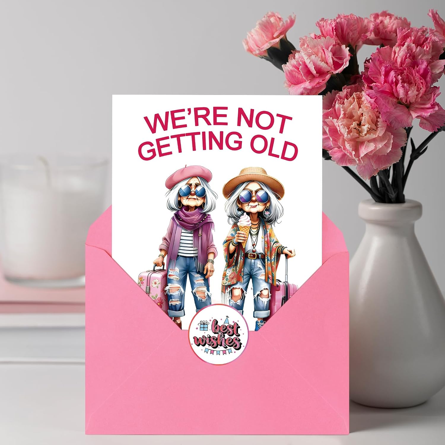 FANCYLUCKY Funny Birthday Card for Women Her, Aging Humor Birthday Gifts for Friend BFF Sister Coworker, Printed Message Inside with Envelope