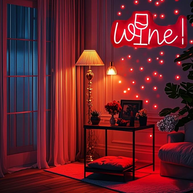Acrylic Wine Neon Sign for Wall or Window Background Decor,LED Dimmable Bar Neon Decorative Cocktails Light Handmade Art Lamp for Home Pub Wedding Party Bar Studio,5V USB Powered