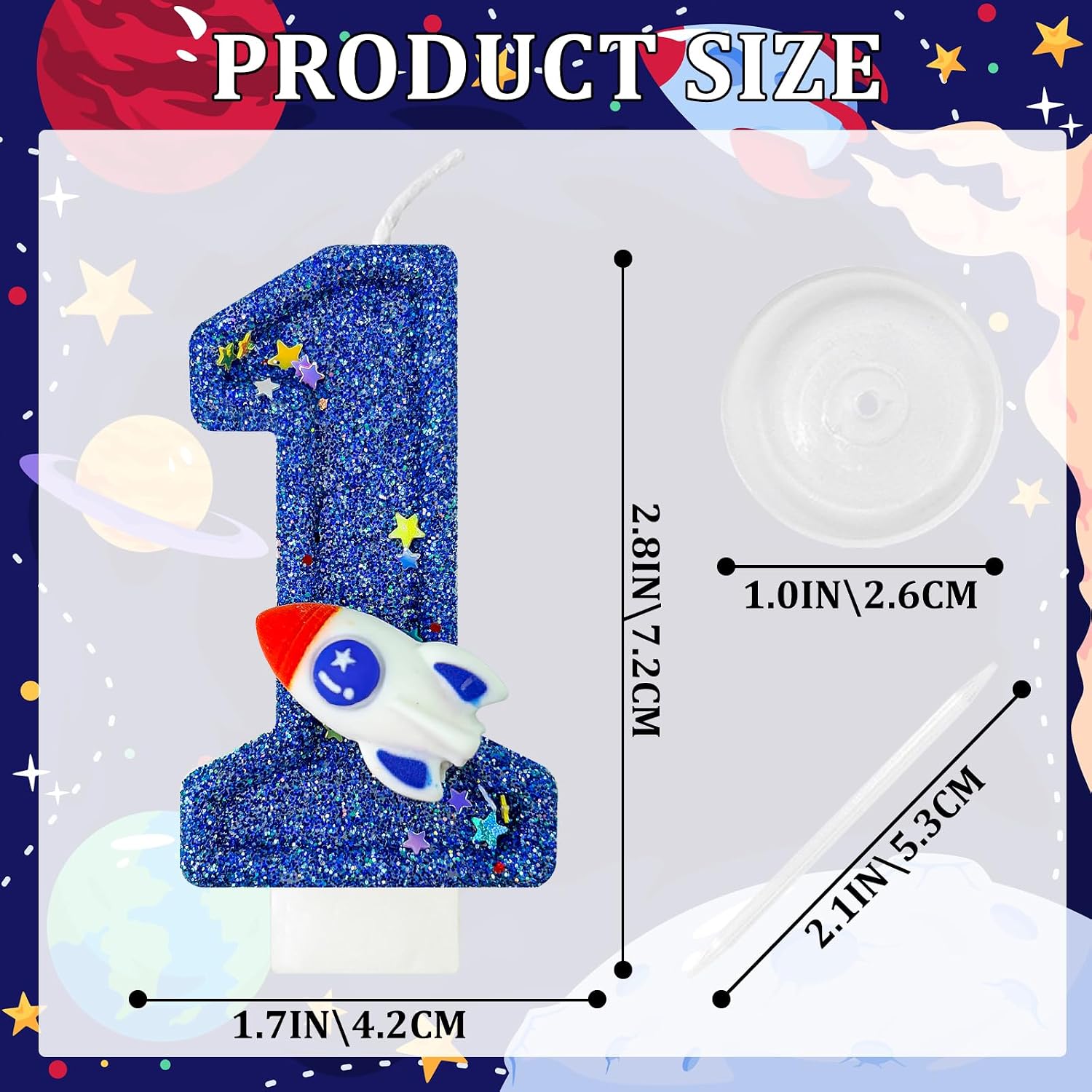 Astronaut Number 1 Birthday Candle for Cake - Space Universe Themed Cake Topper and Party Decoration for Boys, Sparkler for Anniversary Celebrations (Number 1)