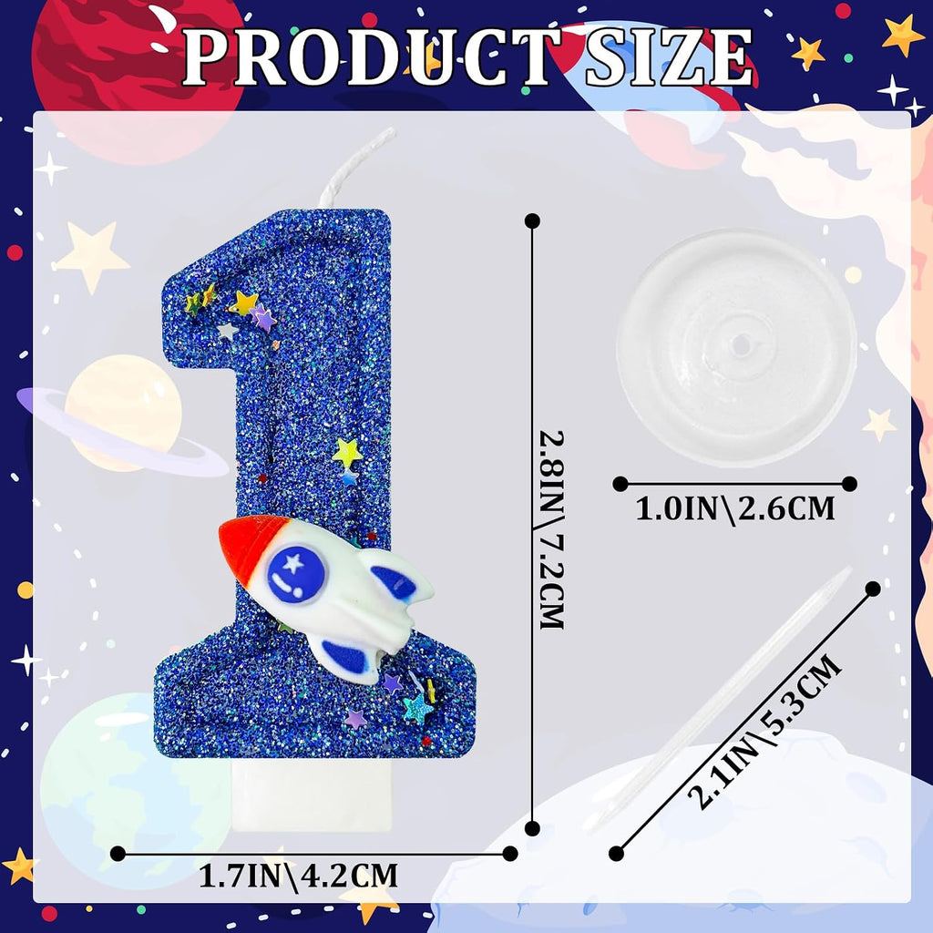 Astronaut Number 1 Birthday Candle for Cake - Space Universe Themed Cake Topper and Party Decoration for Boys, Sparkler for Anniversary Celebrations (Number 1)