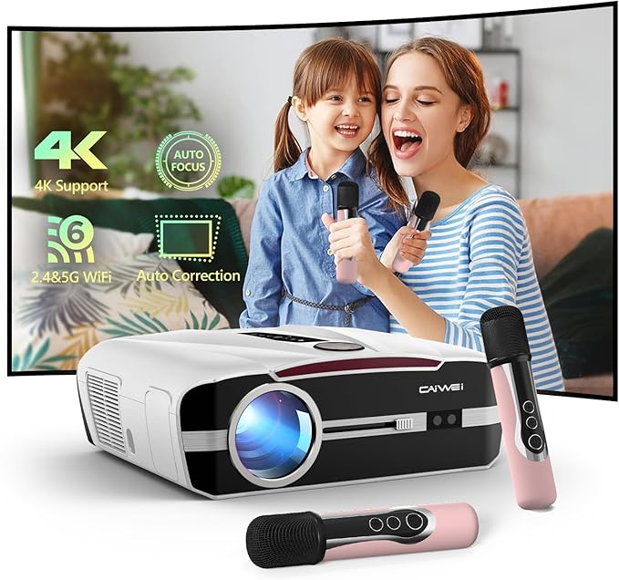 Daylight Projector 4K Ultra HD 2300 High ANSI Smart Home Theater with WiFi 6, Bluetooth, NFC, Streaming Apps, Bright Daytime Proyector, HDR10+, Auto Focus, HDMI 2.1 USB for Movie Video Gaming White