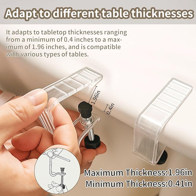 12 Piece Adjustable Tablecloth Clips with Strong Clamping Force to Prevent Slippage. Damage-Free Picnic Table Clips , Easy to Install, Suitable for Tables with Thickness Between 0.4-1.96 Inch.