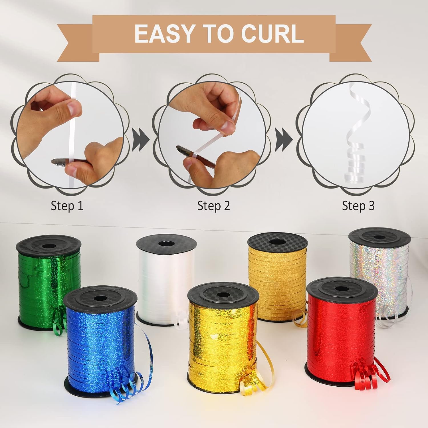White Curling Ribbon, 500 Yard, 3/16" for Gift Wrapping, Balloon String, Baby Shower, Christmas
