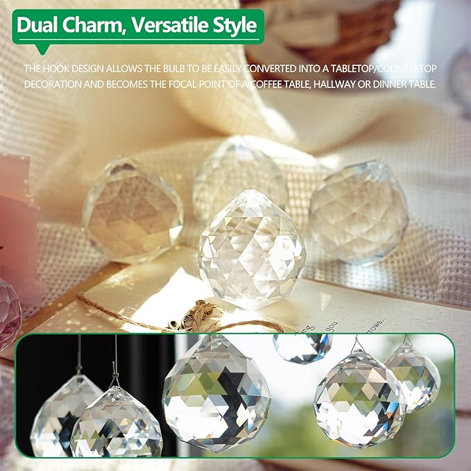 12pcs 30mm Clear Crystal Glass Ball Prisms Hanging Crystals Prisms Sun Catchers for Wedding Centerpieces Party DIY Crafts