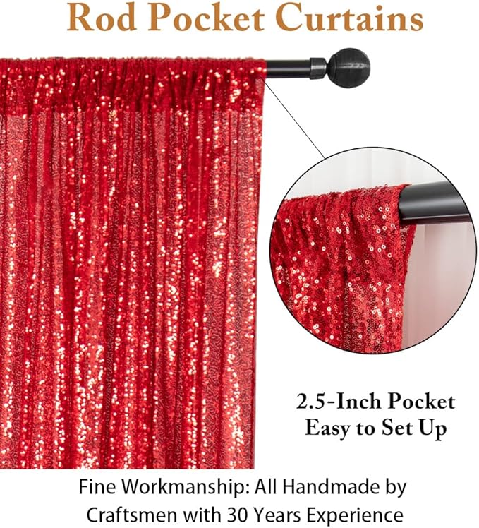 ShinyBeauty Red Sequin-Backdrop-20FTx10FT Sequin Fabric Backdrop for Photoshoot Red Wedding Drapes Heavy Duty Backdrop 10FT Glitter Backdrops Happy Birthday, Baby Shower Background