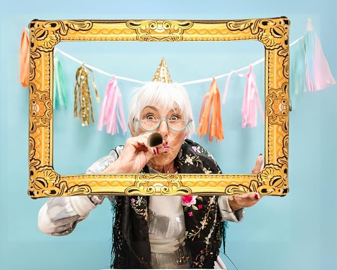 Inflatable Frame for Photo Booth and Selfies Parties Celebrations 31.5 x 23.5 (Gold)