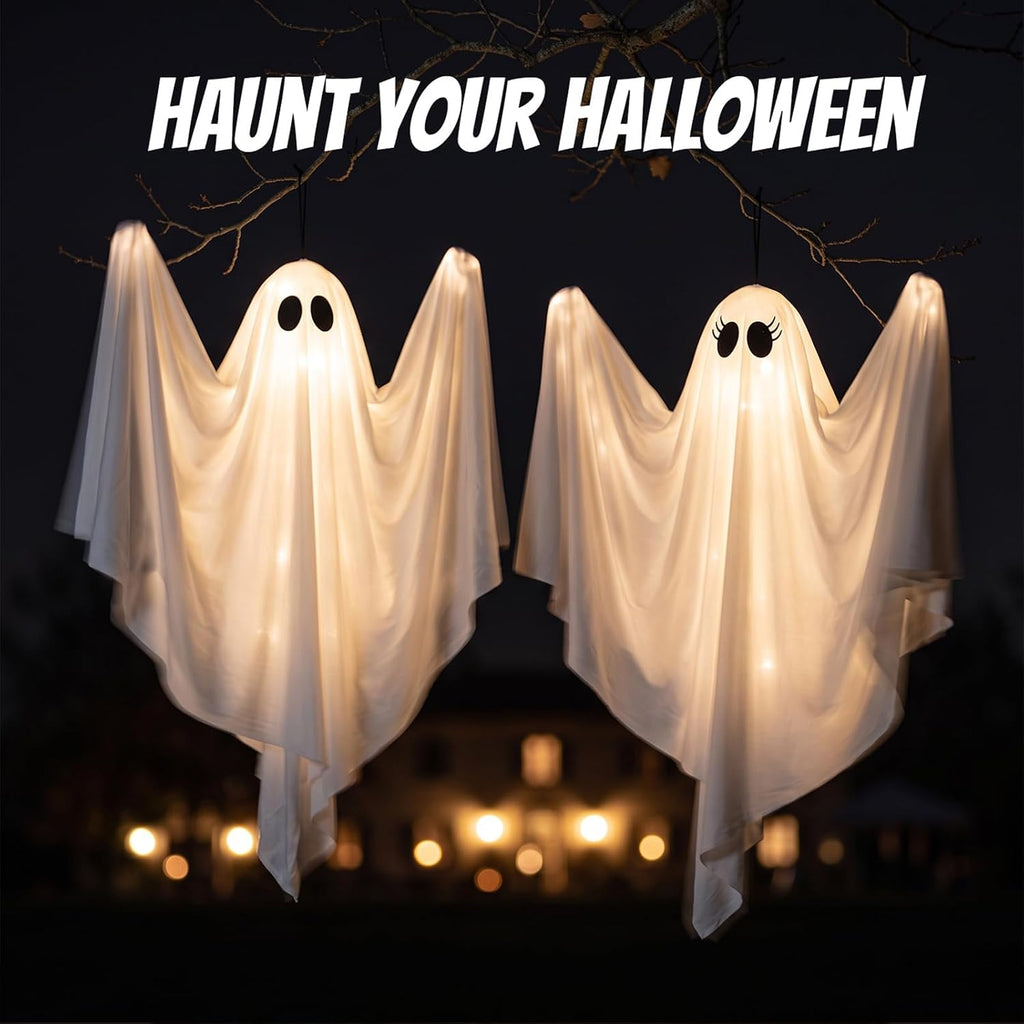 47.25" light up hanging ghost halloween decorations outdoor, package contents
