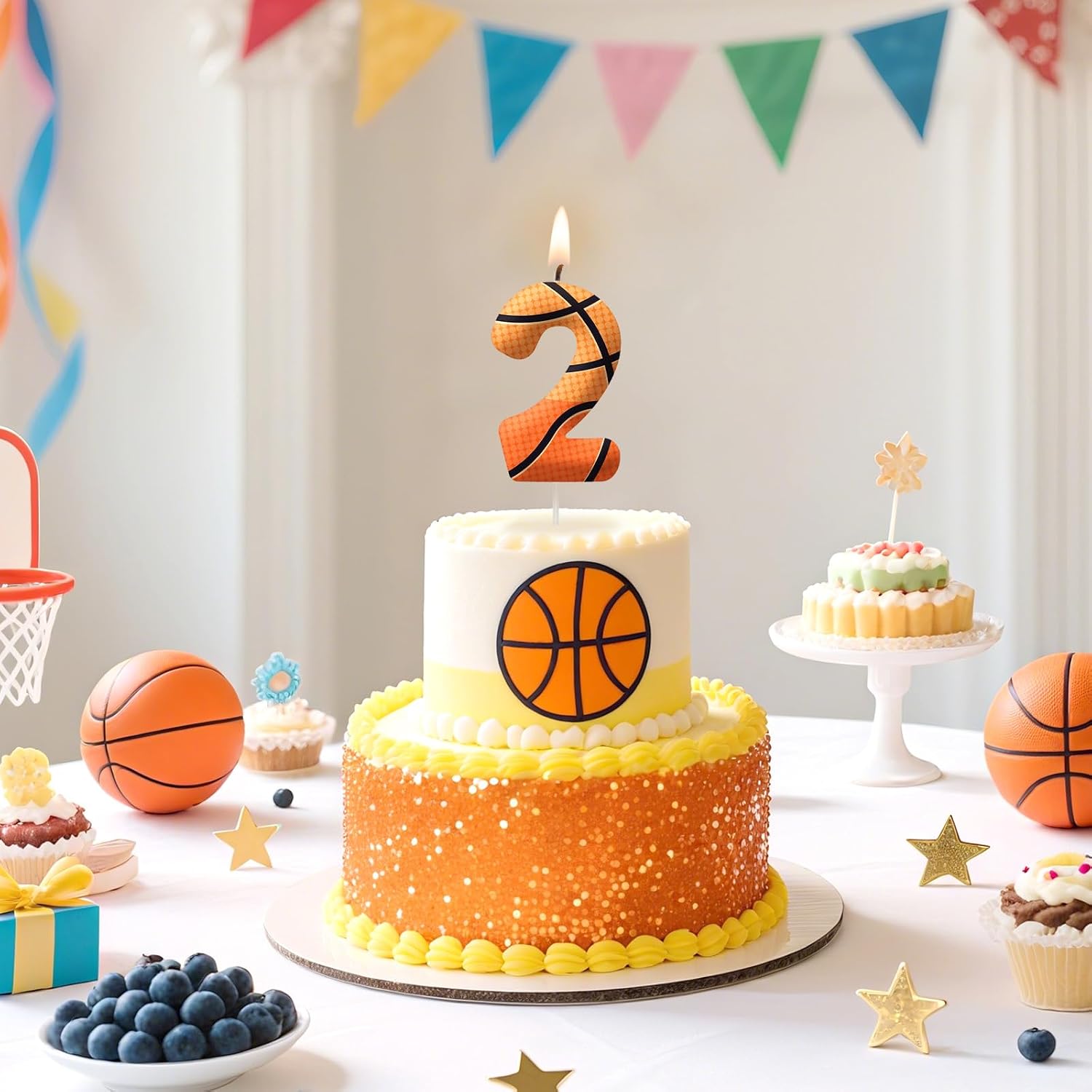 Basketball Number 1 Birthday Candles, Basketball Themed Cake Topper for Boys Girls, Cake Decorations for Birthdays, Sports Theme Party Supplies, Candles for Party Decorations