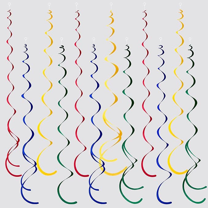 36 Pcs Super Mario Hanging Swirl Decorations Colorful Felt Swirl Streamer Spiral Ceiling Decorations Garland for Birthday Baby Shower Wedding Carnival Circus Clown Fiesta Festival Party Supplies