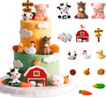 Farm Animal Cake Toppers 15PCS Animal Cake Toppers Include Cute Cow,Chicken,Horse,Pig,sheep,Farm Birthday Decorations.