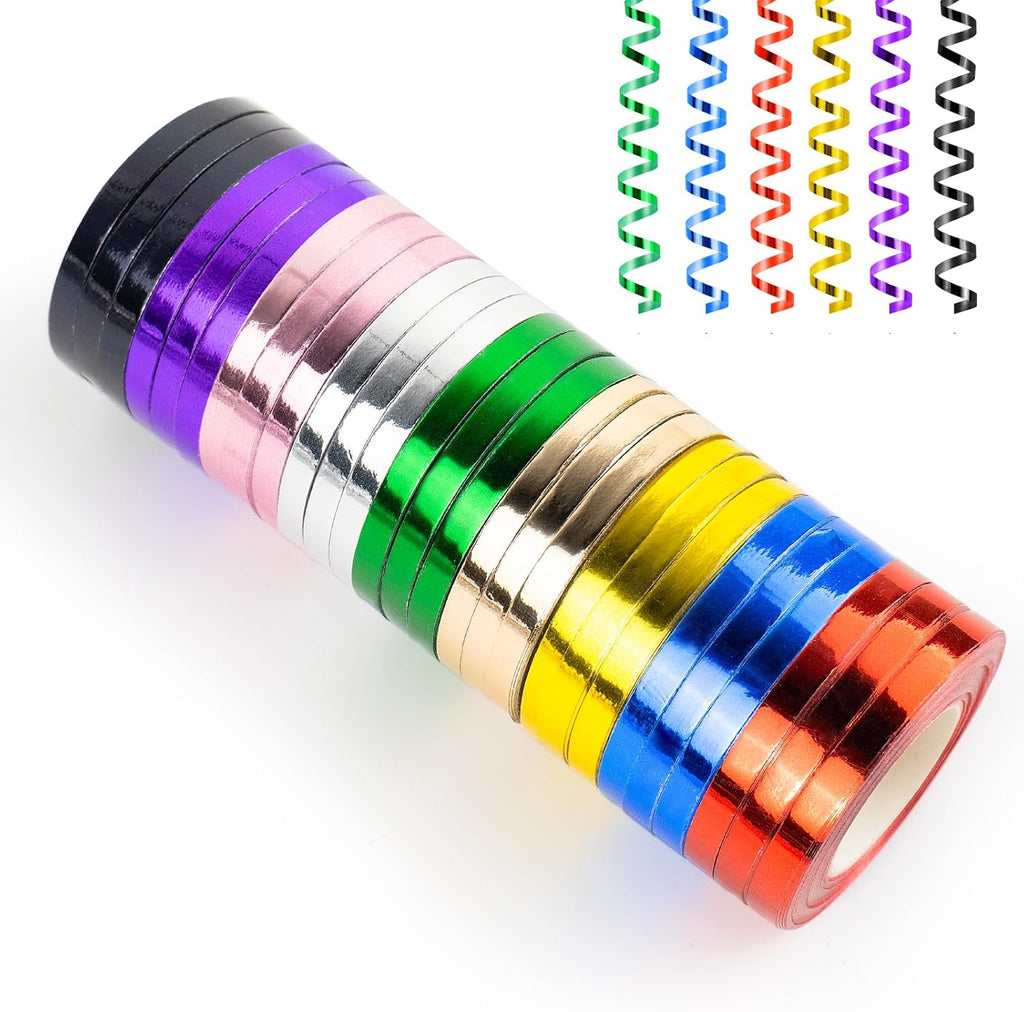 9 Colors Glossy Curling Ribbon Set, Balloon String 1/5" X 10 Yards Per Roll, 27 Rolls Curling Ribbons for Gift Wrapping, Christmas Decorations, Birthday Party, Bows Crafts (Total 270 Yards)