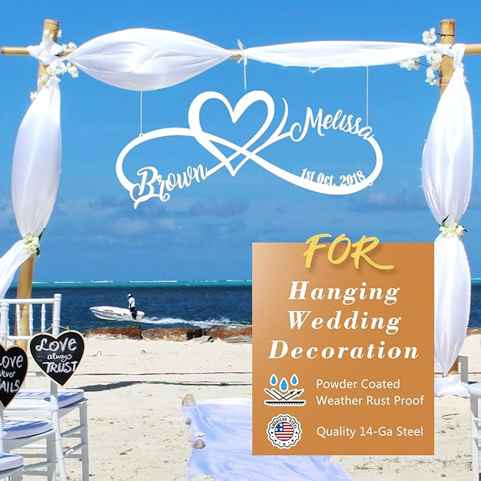 Personalized Anniversary Wedding Gifts for Couples 2025, Customized Metal Infinity Signs with Names & Date, Love Heart Unique Wall Art for Newlyweds Valentines
