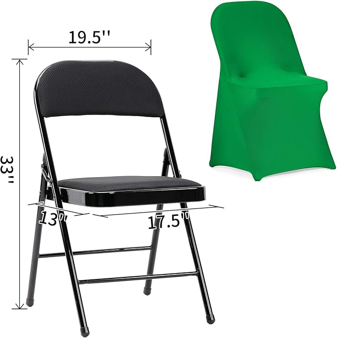 Peomeise Stretch Spandex Folding Chair Cover for Wedding Party Dining Banquet Event (Emerald,12pcs)