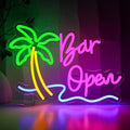 Bar Open Sign for Business, Neon Open Sign, USB Dimmable Palm Tree Neon Lights for Beer Bar Coffee Cafe Home Pub Man Cave Stores Hotel Party Window Wall Decor Restaurant