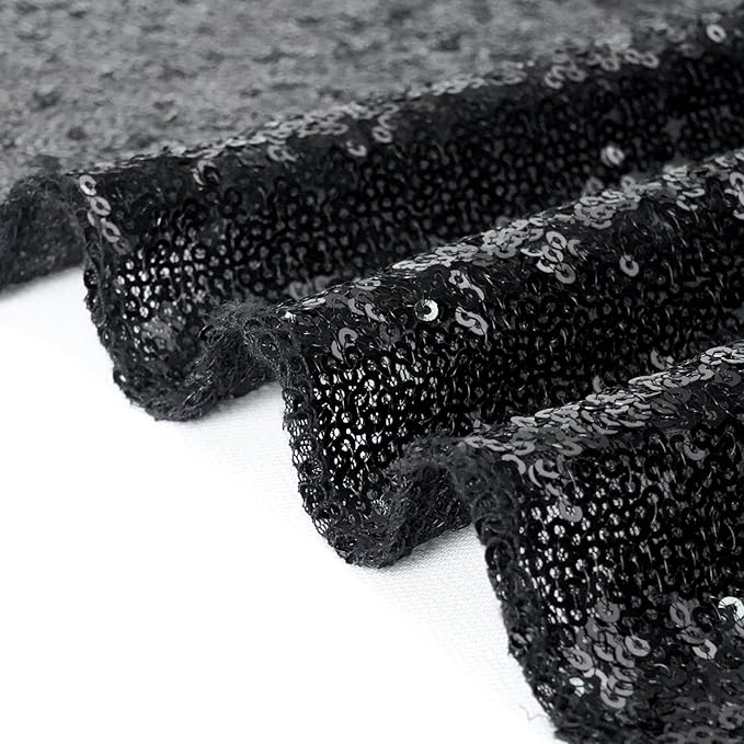 Eternal Beauty Black Sequin Backdrop, 4x7 Ft Halloween Glitter Background Curtains for Shimmer Photography Party Wedding Birthday Back Drop Decor