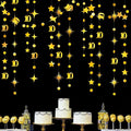 Gold 10th Birthday Decorations Number 10 Circle Dot Twinkle Star Garland Metallic Hanging Streamer Banner Backdrop for Girls Boys Double Digits Ten Year Old Birthday 10th Anniversary Party Supplies