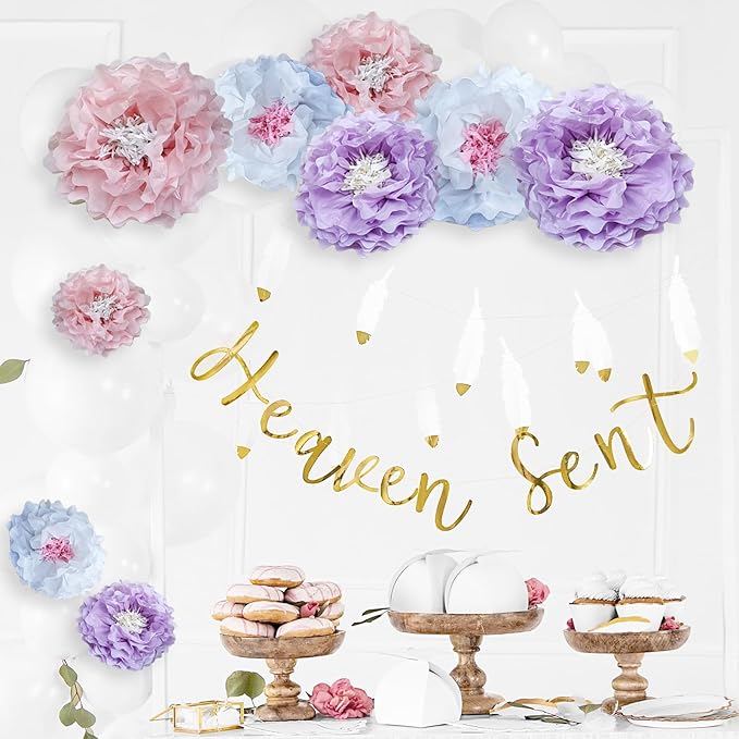 Dreamy Paper Flower Pom Poms Wall Decorations for Weddings, Birthdays, Bridal, Baby Showers, Outdoor Decor, Tea Parties, Engagement