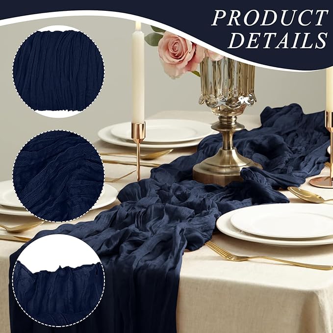 2 Pack Cheesecloth Table Runner 10Ft Christmas Gauze Boho Table Runners for Wedding Decor Bridal Shower Decorations Baby Shower Party(35" x 120")