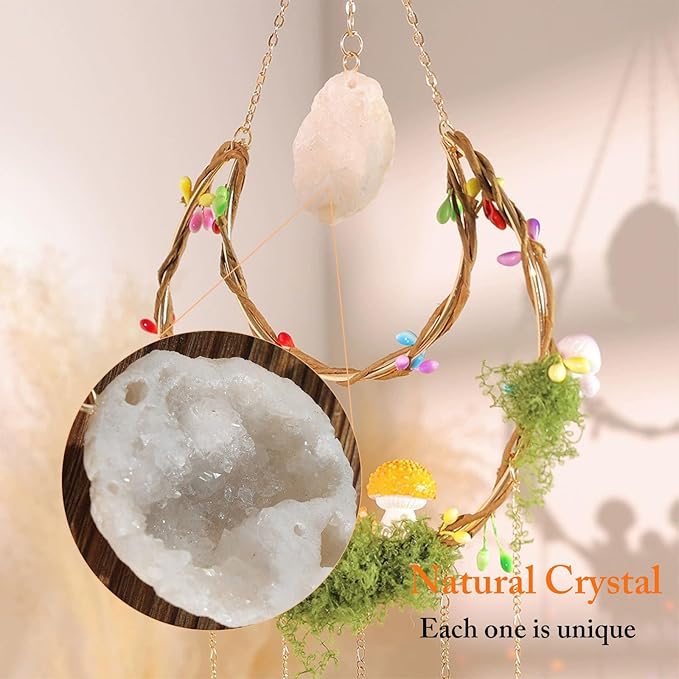 TUOKING Crystal Suncatchers for Window Hanging Mushroom Colorful Crystals Prism Pendant Sun Catchers Rainbow Maker Ornament Gift Home Garden Decoration