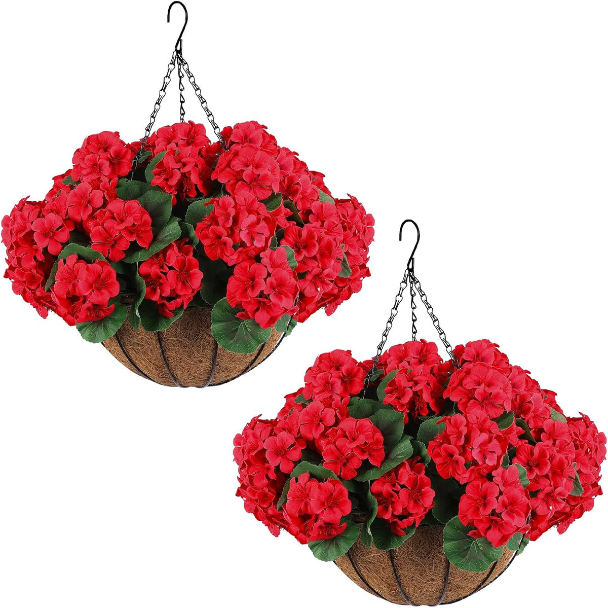 hananona 2 set artificial red geraniums flowers for, main product view
