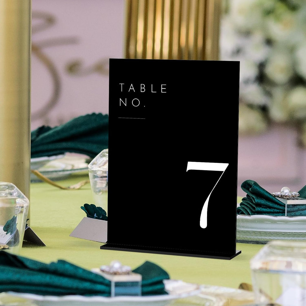 wedding black table numbers 1-30 with stands, 5"x7", side view