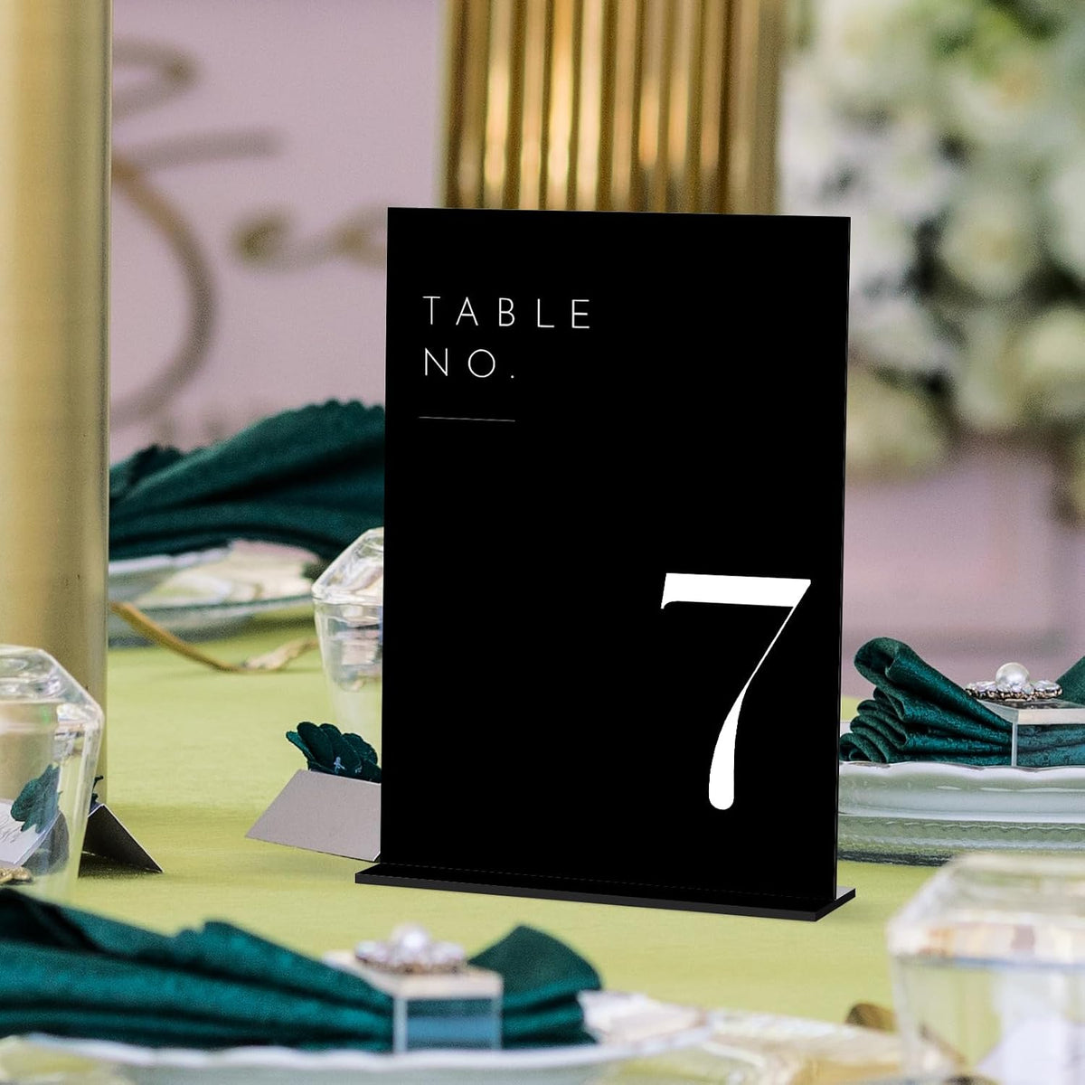 wedding black table numbers 1-30 with stands, 5"x7", side view
