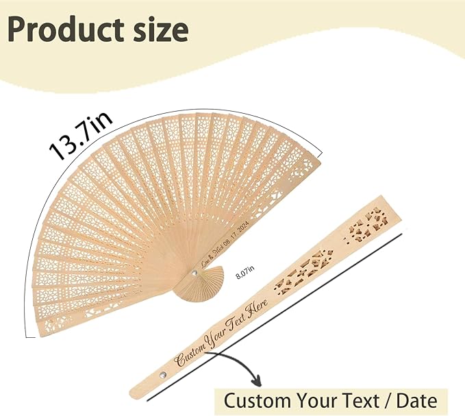 100Pcs Wedding Fans Personalized Folding Hand Fans Custom Sandalwood Wedding Fans with Organza Bags Wedding Party Favor Wedding Fans for Guests (100)