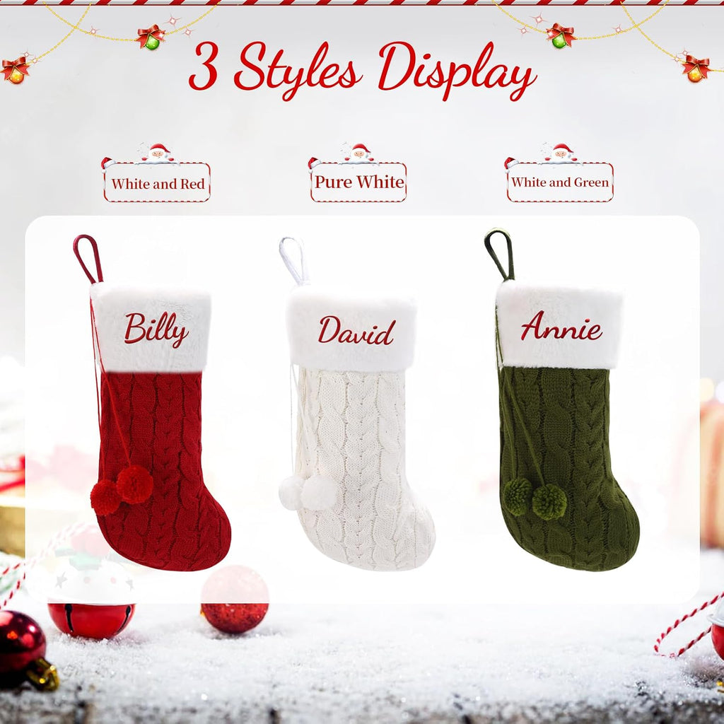 Personalized Christmas Stocking - 16-Inch Christmas Stockings with Names - Festive Needlepoint Xmas Stocking for Holiday Christmas Party Family Decor- Unique (1 pcs)