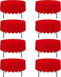 BRILLMAX 8 Pack Red Round Tablecloths 90 Inch - Circle Bulk Linen Polyester Fabric Washable Table Cloth Cover for Wedding Reception Banquet Birthday Party Buffet Restaurant