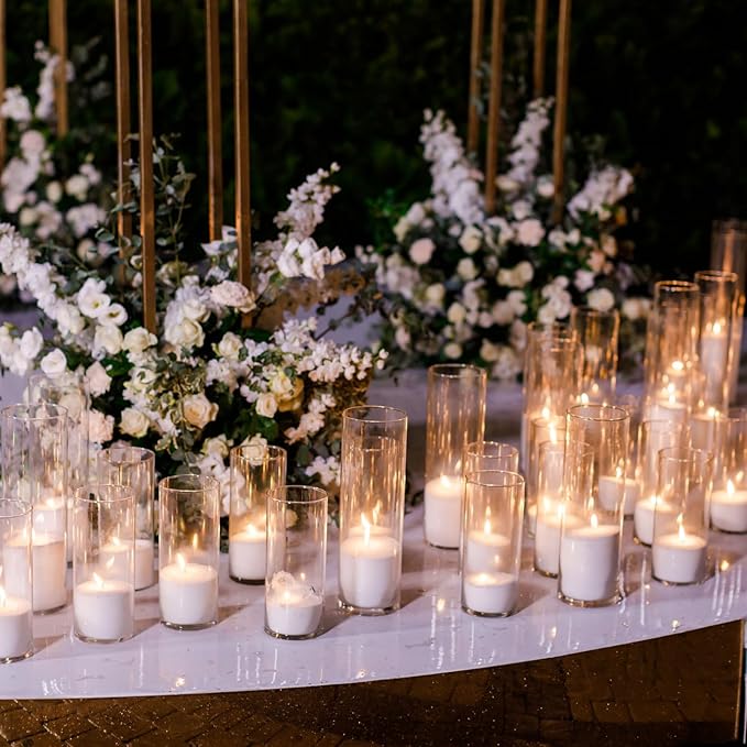 Thin Glass Cylinder Vases 2.5''/3.3'' Diameter 2mm Wall Thickness Clear Flowers Vase Hurricane Floating Candles Holders for Table Centerpieces Wedding Decor(3.3'' X 5.9'',7.9'',9.8'',6 Pcs)